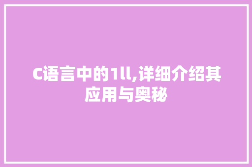 C语言中的1ll,详细介绍其应用与奥秘 WordPress教程