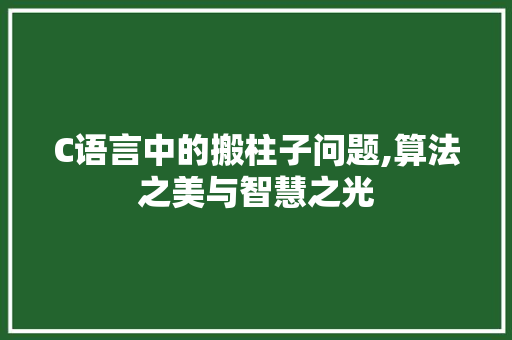 C语言中的搬柱子问题,算法之美与智慧之光