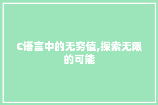 C语言中的无穷值,探索无限的可能 SEO教程