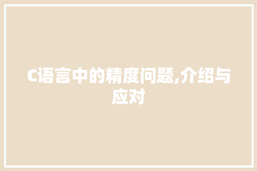C语言中的精度问题,介绍与应对