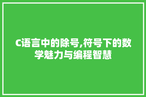 C语言中的除号,符号下的数学魅力与编程智慧