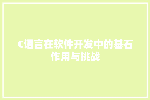 C语言在软件开发中的基石作用与挑战 SEO教程