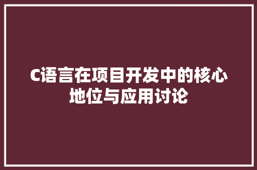 C语言在项目开发中的核心地位与应用讨论 SEO教程