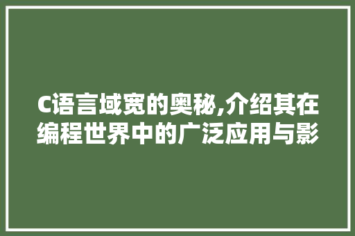 C语言域宽的奥秘,介绍其在编程世界中的广泛应用与影响