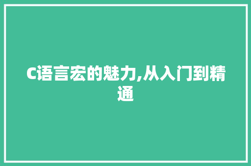C语言宏的魅力,从入门到精通 Web前端