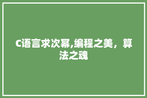 C语言求次幂,编程之美，算法之魂 建站教程