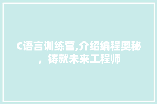 C语言训练营,介绍编程奥秘，铸就未来工程师 SEO教程