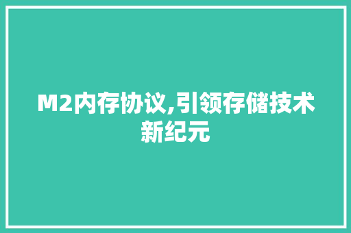 M2内存协议,引领存储技术新纪元