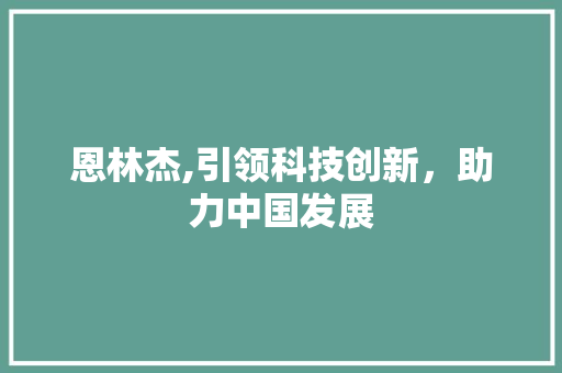 恩林杰,引领科技创新，助力中国发展