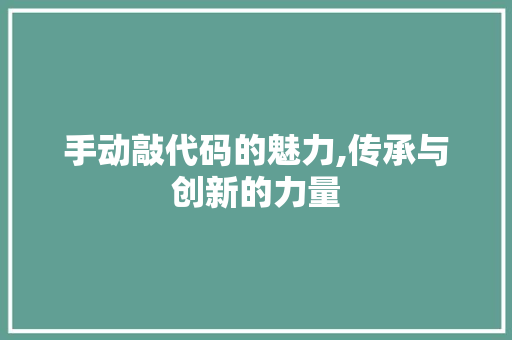 手动敲代码的魅力,传承与创新的力量