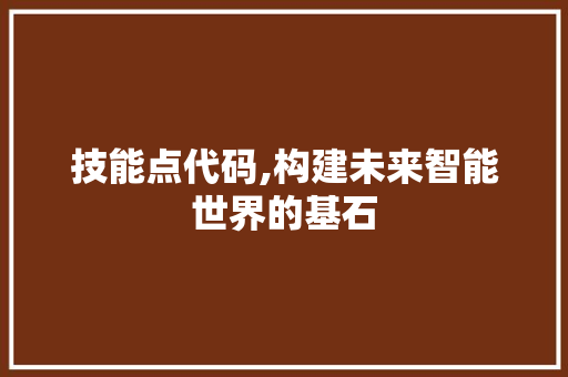 技能点代码,构建未来智能世界的基石