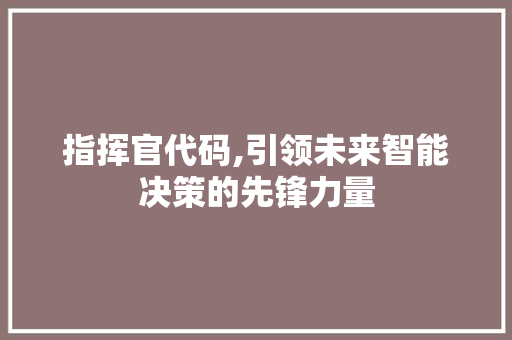 指挥官代码,引领未来智能决策的先锋力量 WordPress教程