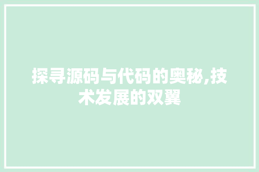 探寻源码与代码的奥秘,技术发展的双翼