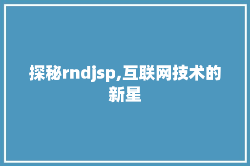 探秘rndjsp,互联网技术的新星