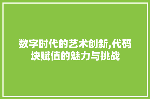 数字时代的艺术创新,代码块赋值的魅力与挑战