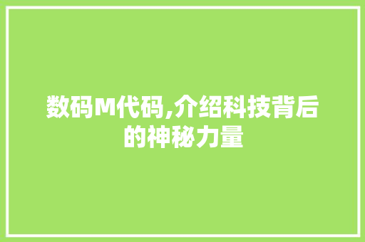 数码M代码,介绍科技背后的神秘力量
