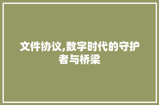 文件协议,数字时代的守护者与桥梁 Web前端