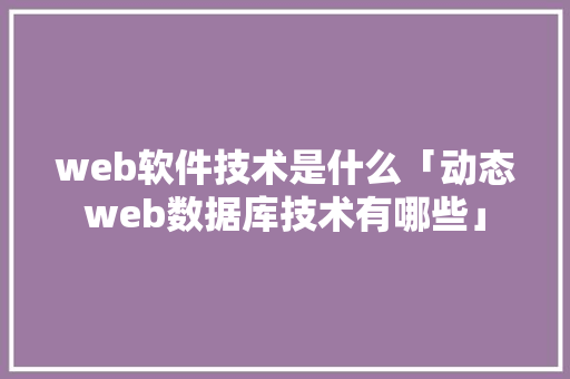 web软件技术是什么「动态web数据库技术有哪些」 Web前端