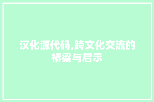汉化源代码,跨文化交流的桥梁与启示