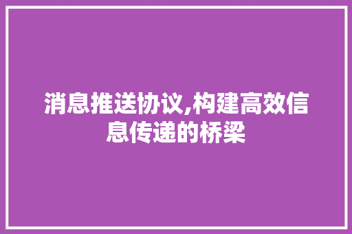 消息推送协议,构建高效信息传递的桥梁