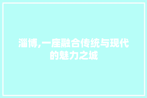 淄博,一座融合传统与现代的魅力之城