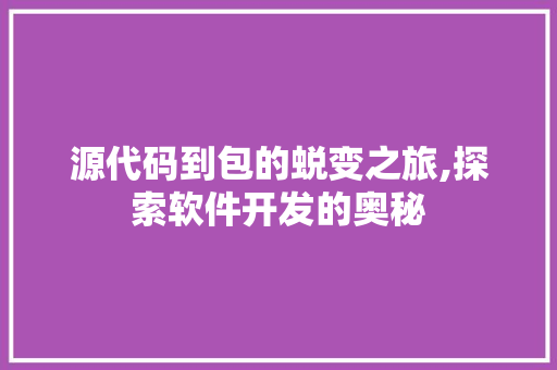 源代码到包的蜕变之旅,探索软件开发的奥秘