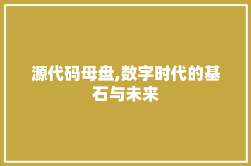 源代码母盘,数字时代的基石与未来