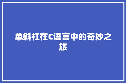 单斜杠在C语言中的奇妙之旅 SEO教程