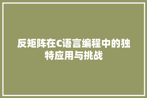 反矩阵在C语言编程中的独特应用与挑战 反矩阵在C语言编程中的独特应用与挑战