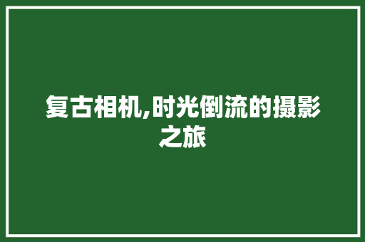 复古相机,时光倒流的摄影之旅