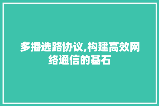 多播选路协议,构建高效网络通信的基石