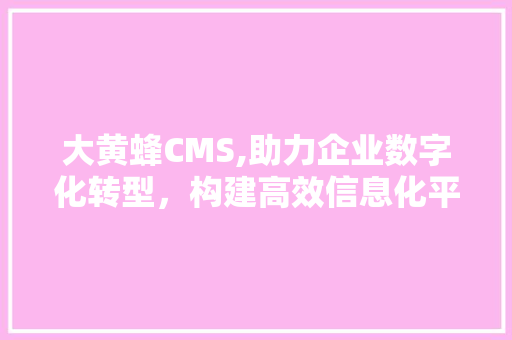 大黄蜂CMS,助力企业数字化转型，构建高效信息化平台 SEO教程