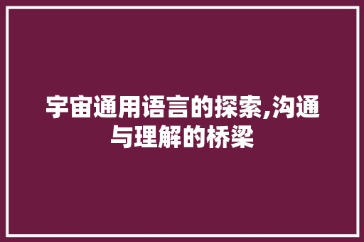 宇宙通用语言的探索,沟通与理解的桥梁