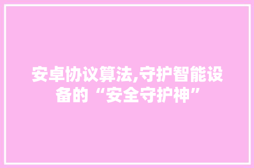 安卓协议算法,守护智能设备的“安全守护神”