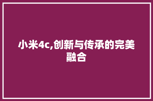 小米4c,创新与传承的完美融合