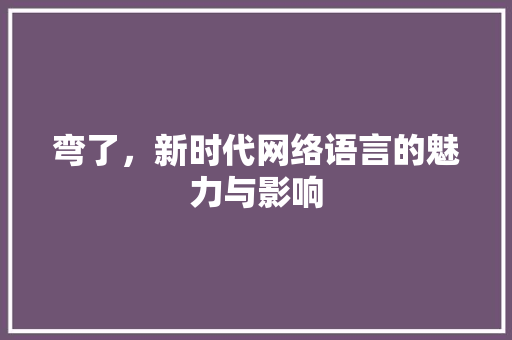 弯了，新时代网络语言的魅力与影响 Web前端