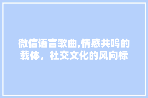 微信语言歌曲,情感共鸣的载体，社交文化的风向标