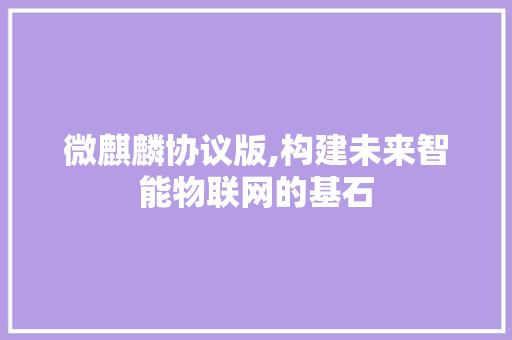 微麒麟协议版,构建未来智能物联网的基石