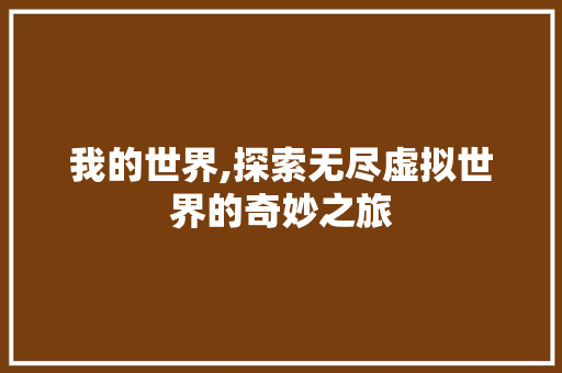我的世界,探索无尽虚拟世界的奇妙之旅