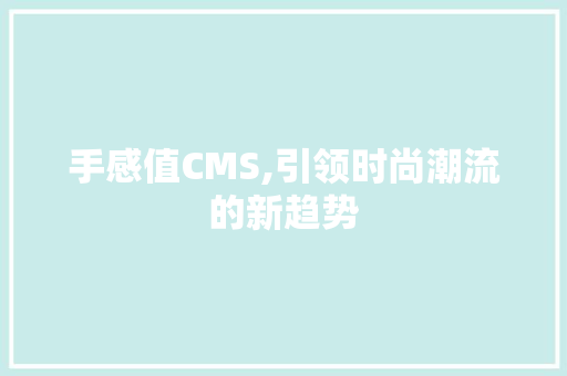 手感值CMS,引领时尚潮流的新趋势