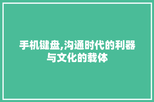 手机键盘,沟通时代的利器与文化的载体