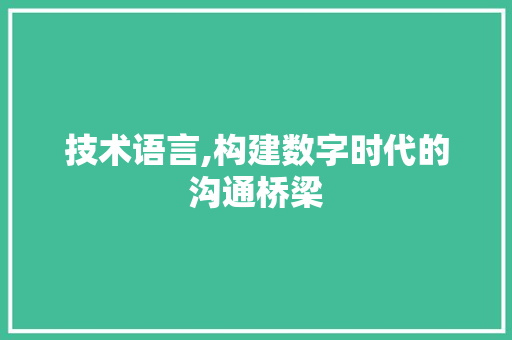 技术语言,构建数字时代的沟通桥梁