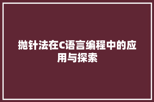抛针法在C语言编程中的应用与探索