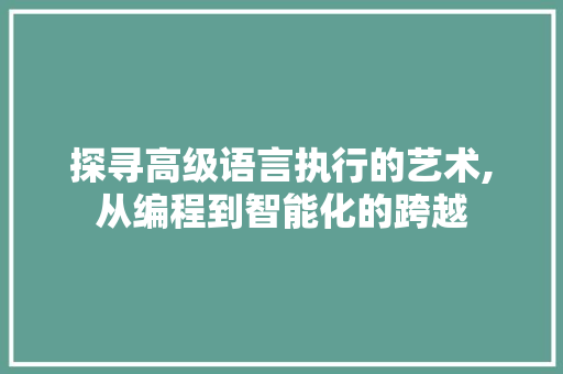 探寻高级语言执行的艺术,从编程到智能化的跨越