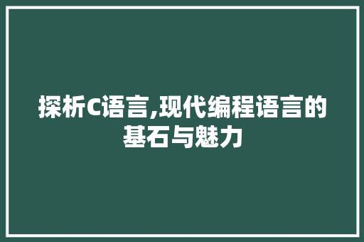 探析C语言,现代编程语言的基石与魅力