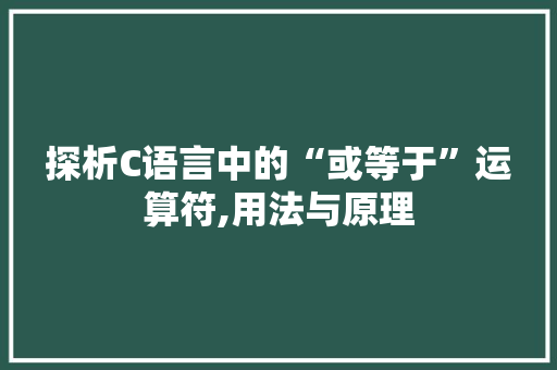 探析C语言中的“或等于”运算符,用法与原理
