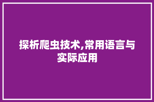 探析爬虫技术,常用语言与实际应用