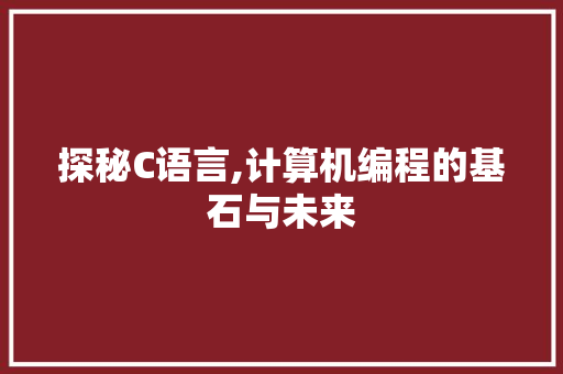 探秘C语言,计算机编程的基石与未来