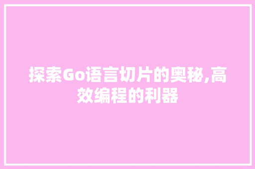探索Go语言切片的奥秘,高效编程的利器