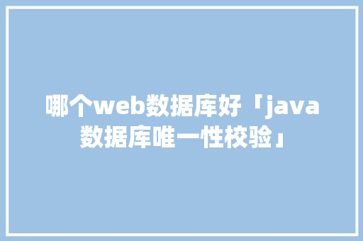 哪个web数据库好「java数据库唯一性校验」 Web前端